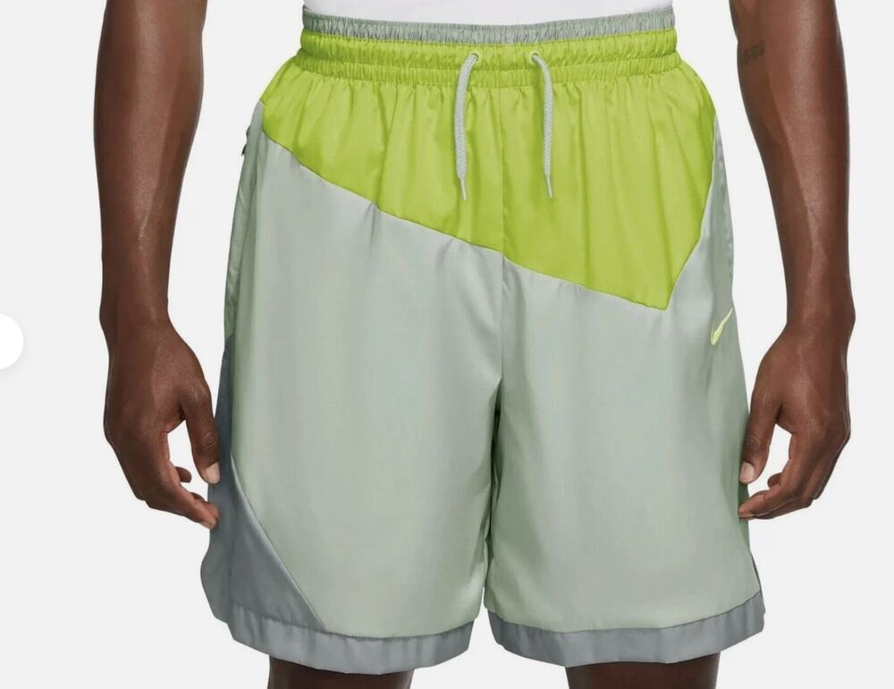 Nike DNA 8" Woven Basketball Shorts Light Olive Green/Yellow Men's Large